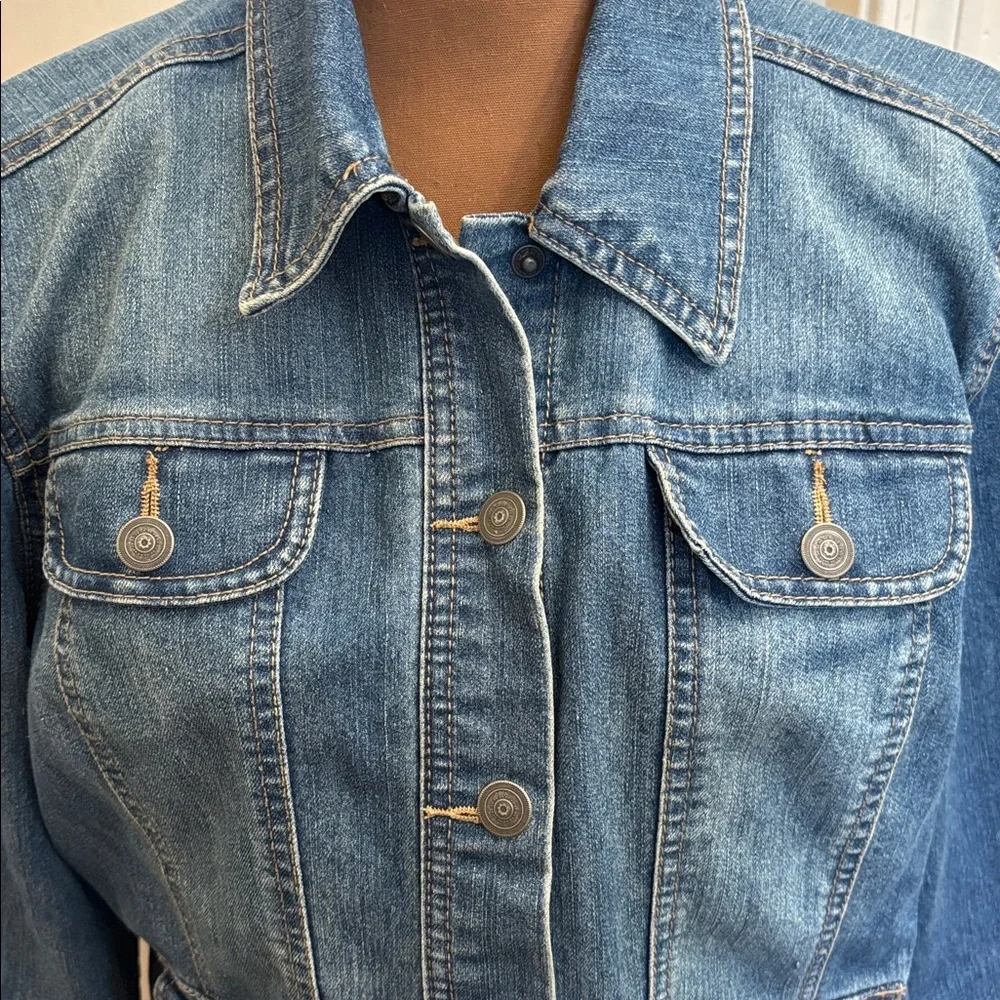 Baccini Cropped‎ Blue Denim Jean Jacket Size L